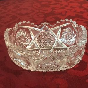 Small Vintage Oblong Crystal Bowl